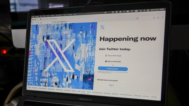 File photo shows the formerly Twitter sign-in page with its new X logo.