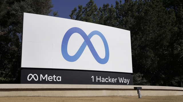 Facebook's Meta logo sign is seen at the company headquarters in Menlo Park, California.